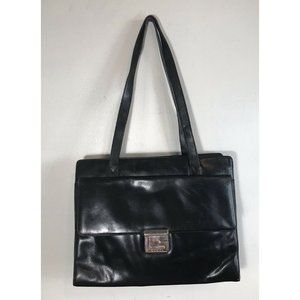 RARE Vintage 1950's GUCCI HANDBAG Black Leather PURSE Red Interior Satchel